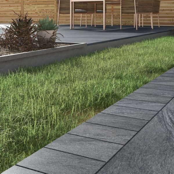 Anthracite Black Porcelain Cobbles Border & Edging Setts – 200x100mm - Image 2