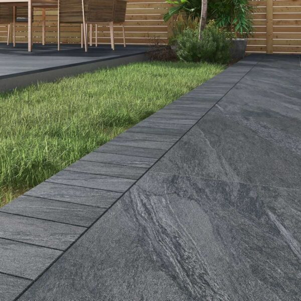 Anthracite Black Porcelain Cobbles Border & Edging Setts – 200x100mm
